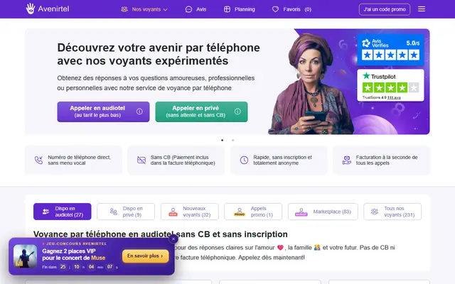 Page d’accueil de Avenirtel