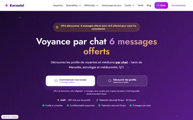 Page d’accueil de Karmatel