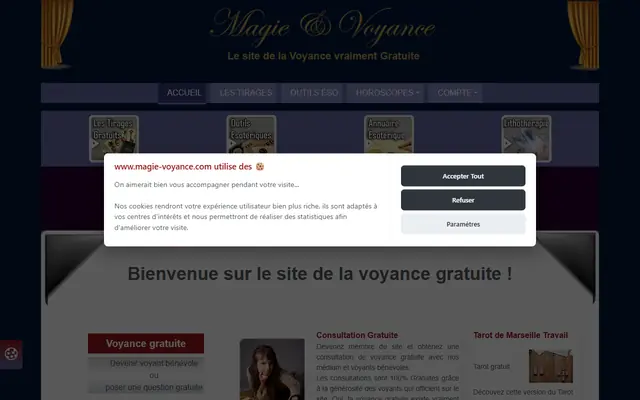 Page d’accueil de Magie et Voyance