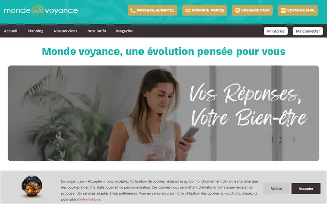Page d’accueil de Monde Voyance