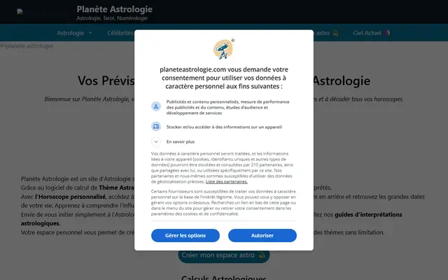 Page d’accueil de Planète Astrologie
