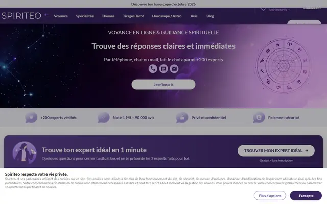 Page d’accueil de Spiriteo
