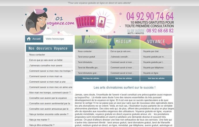 Page d'accueil de 01-voyance.com