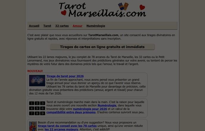 Page d'accueil de tarotmarseillais.com