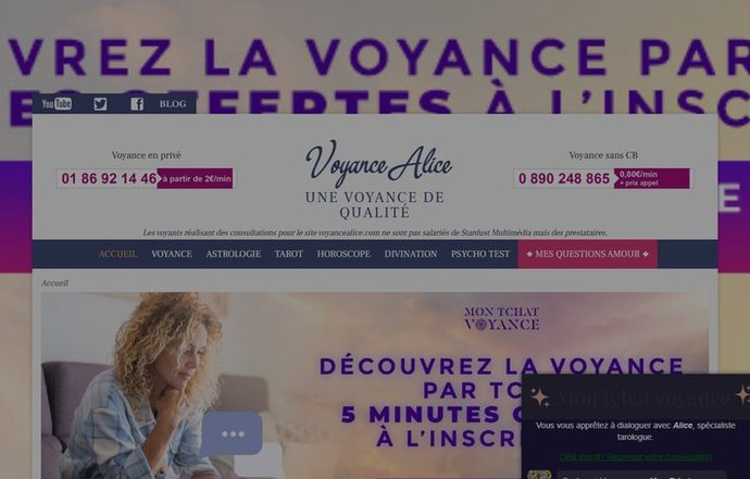 Page d'accueil de voyancealice.com