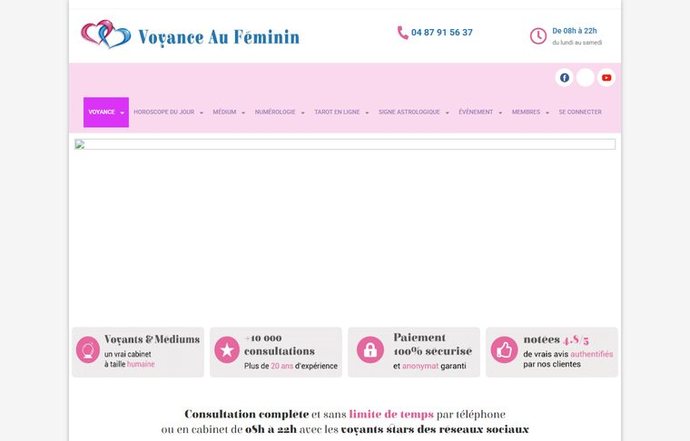 Page d'accueil de voyanceaufeminin.fr