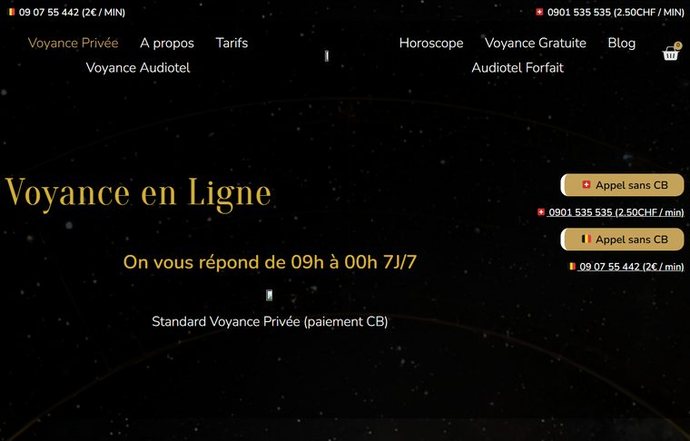 Page d'accueil de voyanceenlignes.fr